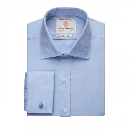 Front - Brook Taverner Mens Andora Herringbone Long-Sleeved Formal Shirt