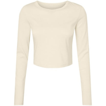 Front - Bella + Canvas Womens/Ladies Micro-Rib Long-Sleeved Crop Top