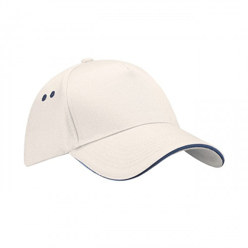 Front - Beechfield 5 Panel Sandwich Peak Baseball Cap
