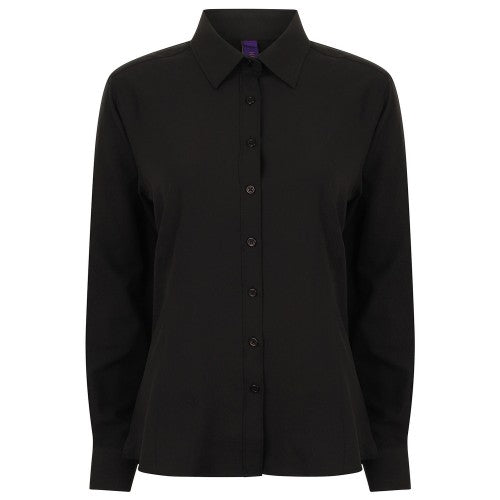 Front - Henbury Womens/Ladies Moisture Wicking Long-Sleeved Shirt