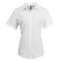 Front - Premier Womens/Ladies Signature Pearlised Oxford Short-Sleeved Shirt