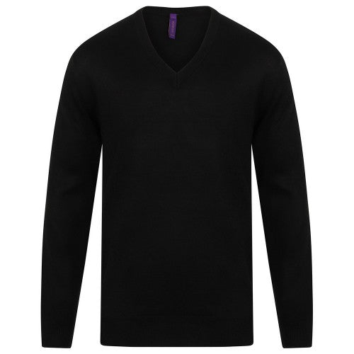 Front - Henbury Mens Acrylic V Neck Sweatshirt