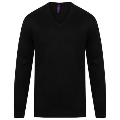 Front - Henbury Mens Acrylic V Neck Sweatshirt