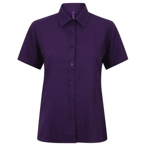 Front - Henbury Womens/Ladies Wicking Short-Sleeved Formal Shirt