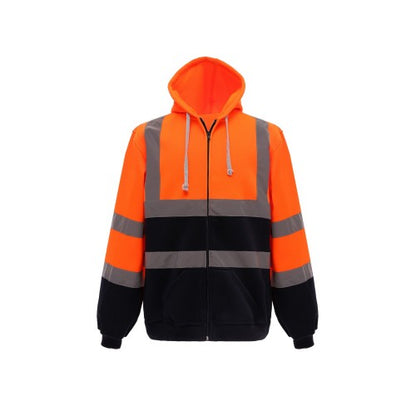 Front - Yoko Mens Hi-Vis Safety Full Zip Hoodie