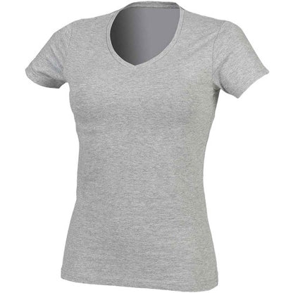 Front - SF Womens/Ladies Feel Good Heather V Neck T-Shirt
