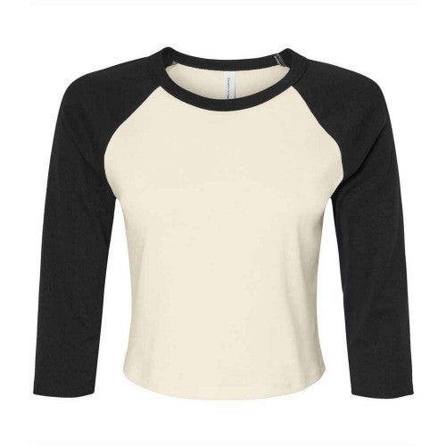 Front - Bella + Canvas Womens/Ladies Micro-Rib Raglan 3/4 Sleeve T-Shirt