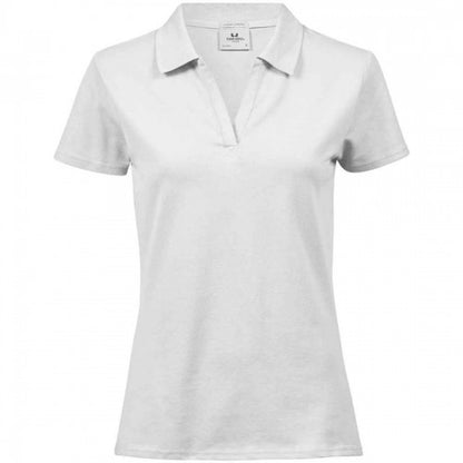 Front - Tee Jays Womens/Ladies Luxury Stretch V Neck Polo Shirt