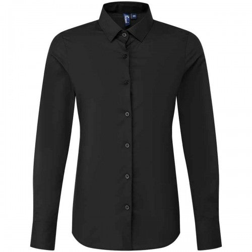 Front - Premier Womens/Ladies Recyclight Poplin Long-Sleeved Shirt