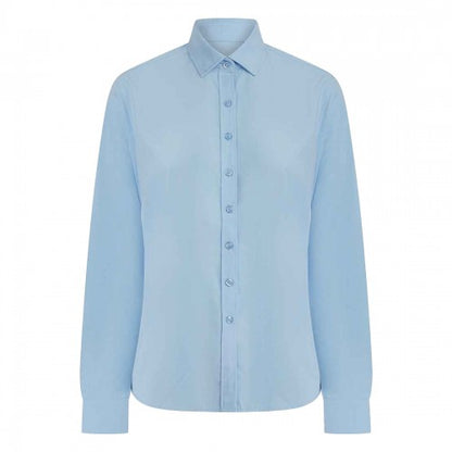 Front - Henbury Womens/Ladies Cotton CoolPlus Long-Sleeved Formal Shirt