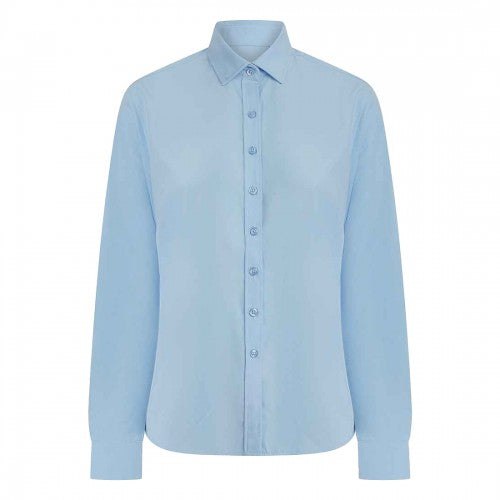 Front - Henbury Womens/Ladies Cotton CoolPlus Long-Sleeved Formal Shirt