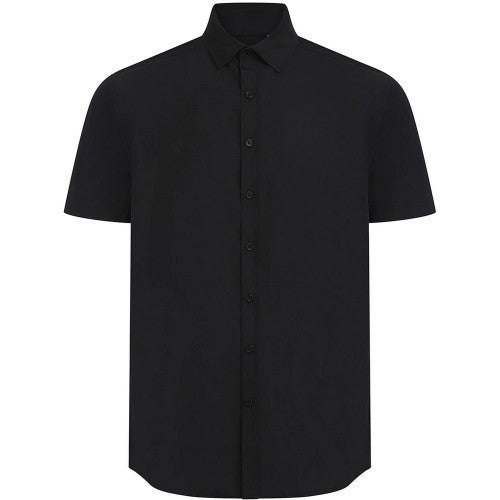 Front - Henbury Mens Cotton Feel CoolPlus Short-Sleeved Formal Shirt