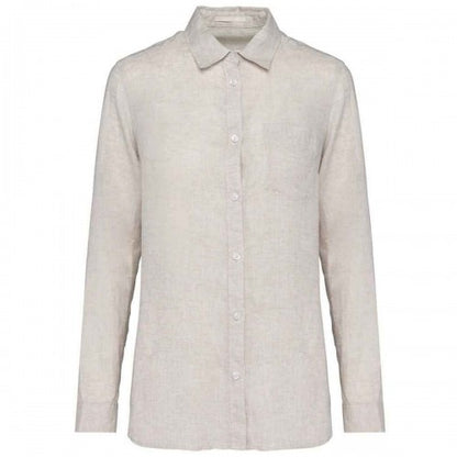 Front - Spasso Womens/Ladies Linen Long-Sleeved Shirt