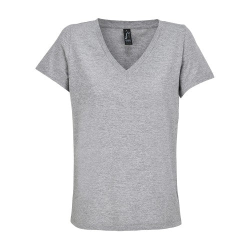 Front - SOLS Womens/Ladies Regent Marl V Neck T-Shirt