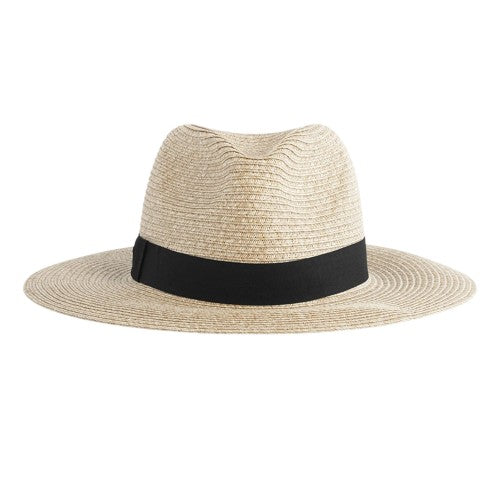Front - Beechfield Contrast Straw Fedora