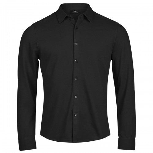 Front - Tee Jays Mens Luxury Stretch Organic Long-Sleeved Shirt