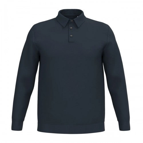 Front - Spasso Mens Knitted Long-Sleeved Polo Shirt