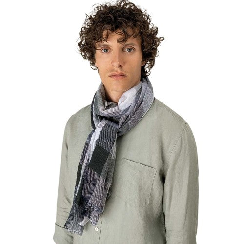 Front - Spasso Checked Cotton Scarf