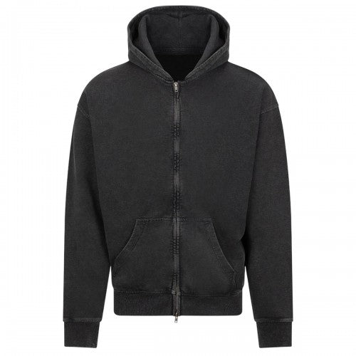 Front - Awdis Mens Vintage Washed Full Zip Hoodie