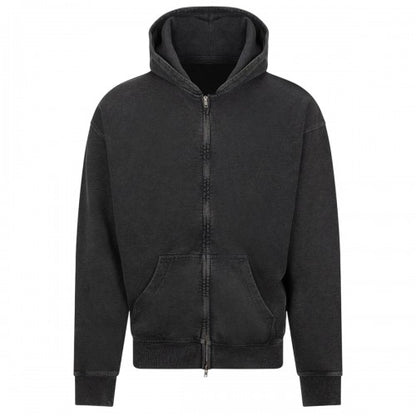 Front - Awdis Mens Vintage Washed Full Zip Hoodie