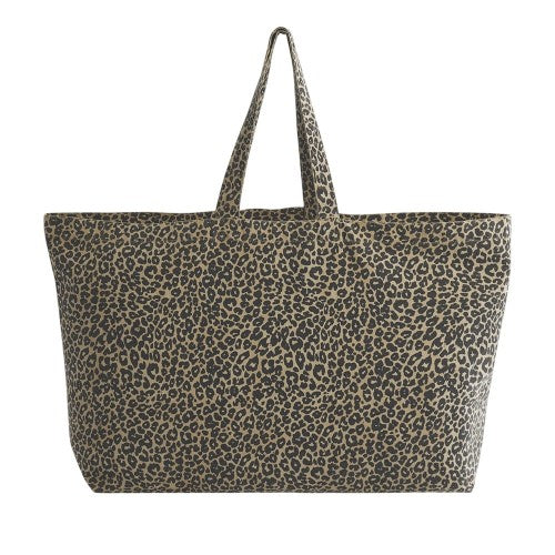 Front - Westford Mill Leopard Print Canvas Oversized 35L Tote Bag