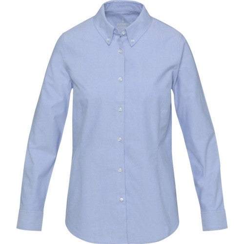 Solid Black-Solid Black - Front - Elevate NXT Womens-Ladies Sphene Oxford Shirt