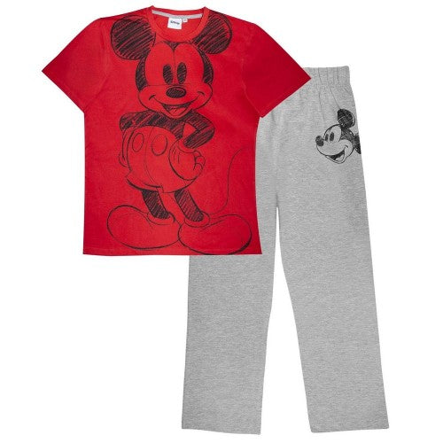 Front - Disney Mens Mickey Mouse Sketch Pyjama Set