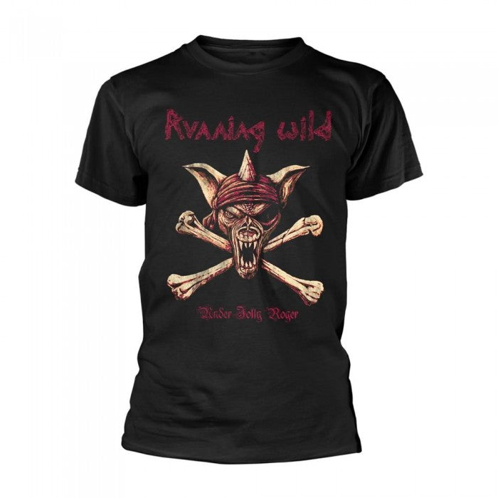 Front - Running Wild Unisex Adult Under Jolly Roger Skull And Crossbones T-Shirt