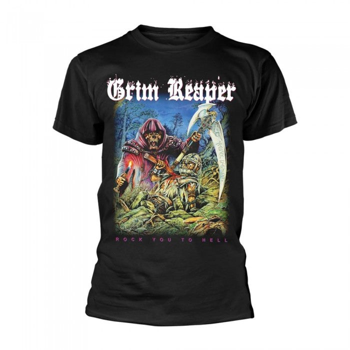 Front - Grim Reaper Unisex Adult Rock You To Hell T-Shirt