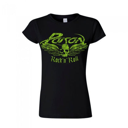 Front - Poison Womens/Ladies Flying Skull T-Shirt
