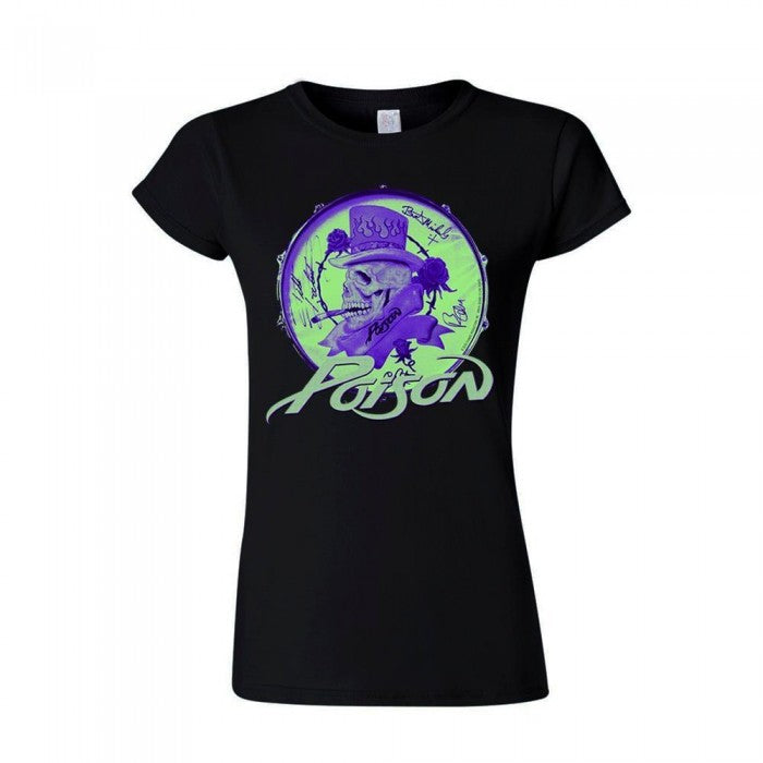 Front - Poison Womens/Ladies Smoking Skull T-Shirt