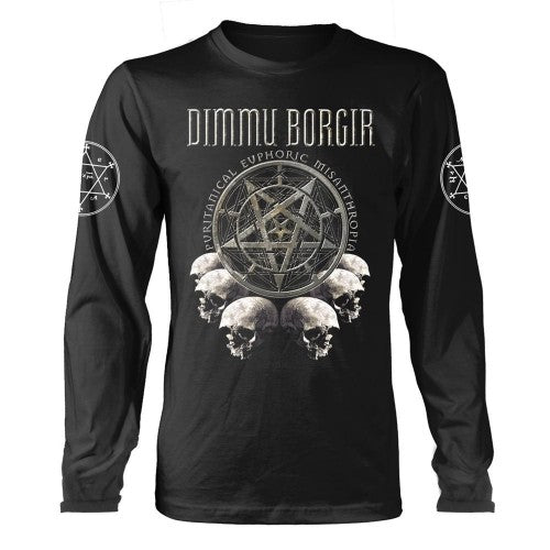 Front - Dimmu Borgir Unisex Adult Puritanical Euphoric Misanthropia Skulls Long-Sleeved T-Shirt