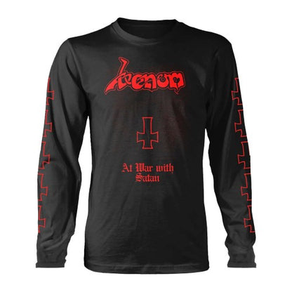 Front - Venom Unisex Adult At War With Satan Long-Sleeved T-Shirt