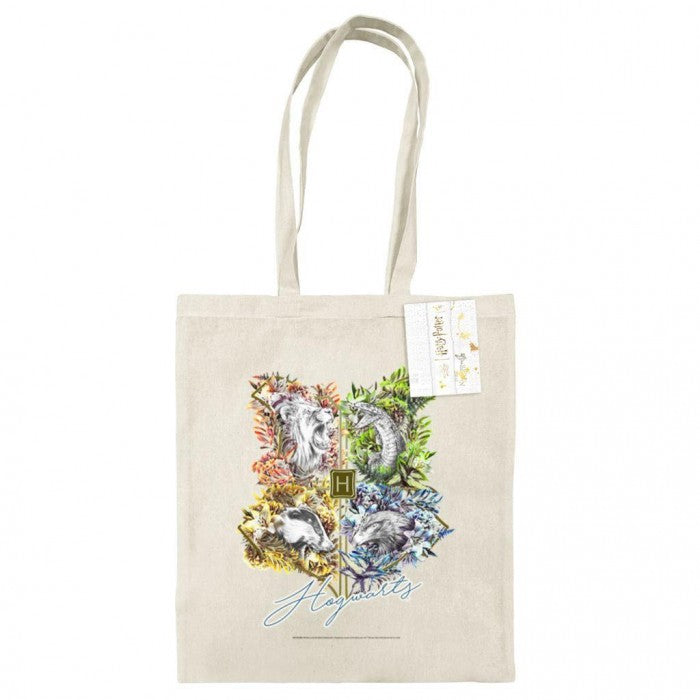 Front - Harry Potter Hogwarts Crest Tote Bag