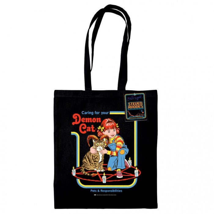 Front - Steven Rhodes Demon Cat Tote Bag