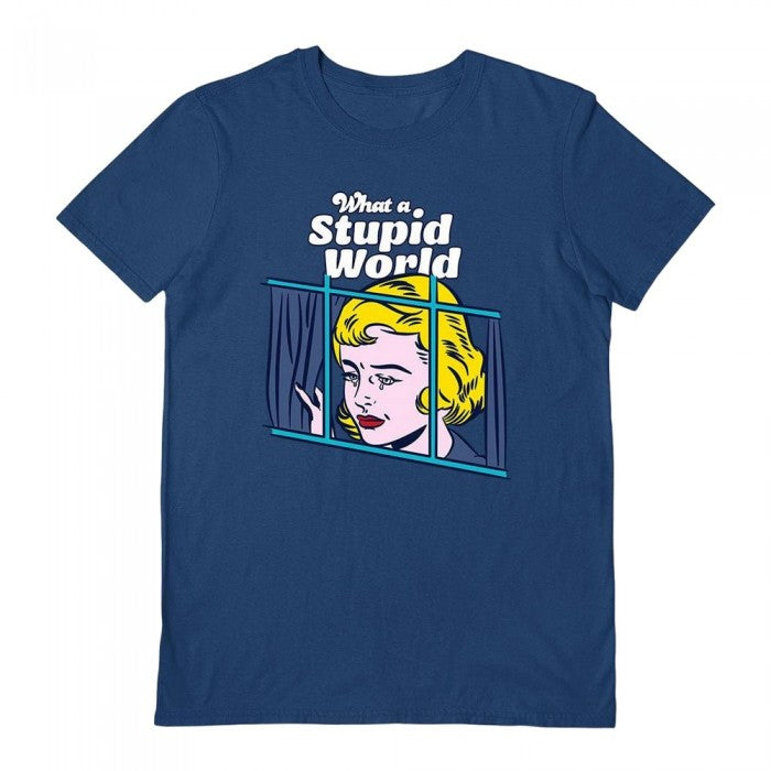 Front - Rocket Man Unisex Adult Stupid World T-Shirt