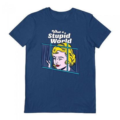 Front - Rocket Man Unisex Adult Stupid World T-Shirt