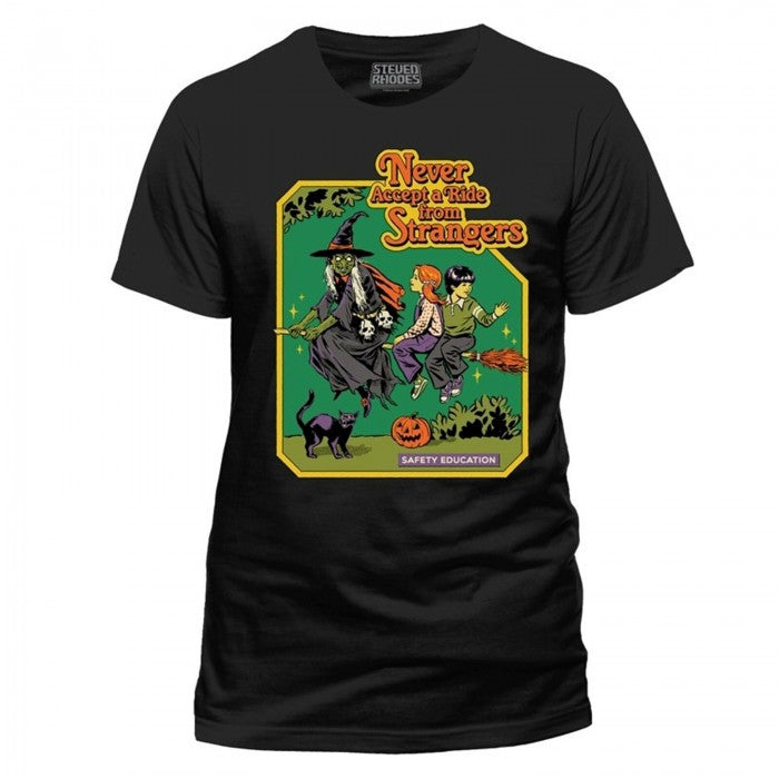 Front - Steven Rhodes Unisex Adult Never Accept A Ride From Strangers T-Shirt