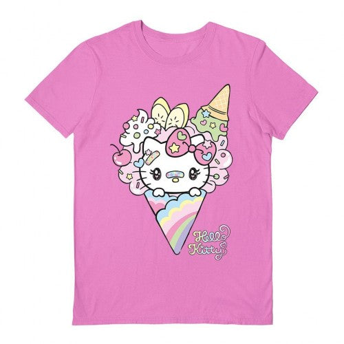 Front - Hello Kitty Unisex Adult Sanrio Ice Cream T-Shirt