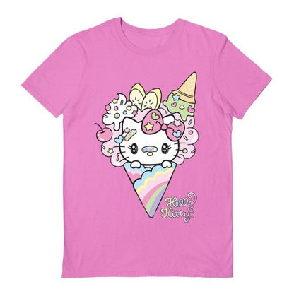 Front - Hello Kitty Unisex Adult Sanrio Ice Cream T-Shirt