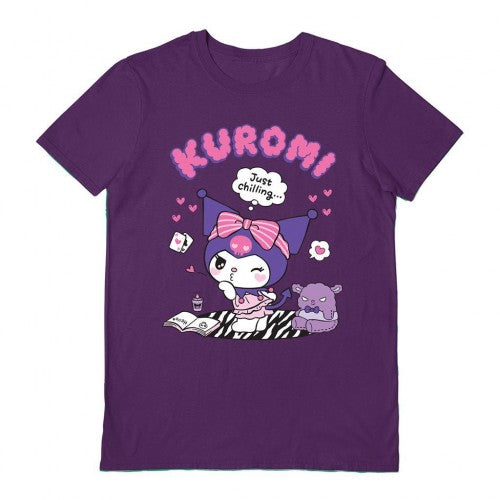 Front - Sanrio Unisex Adult Just Chillin Kuromi T-Shirt
