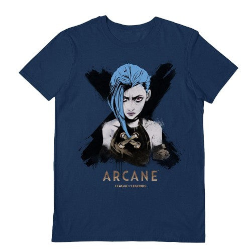 Front - Arcane League of Legends Unisex Adult Jinx Portrait T-Shirt