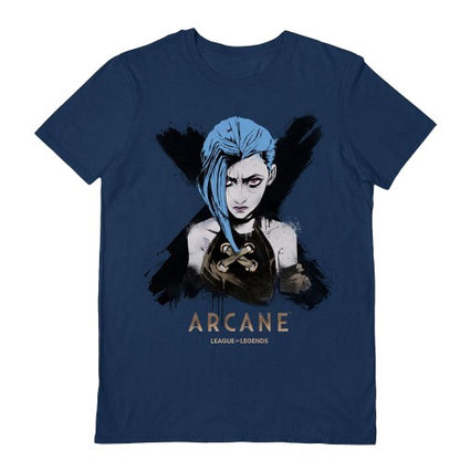 Front - Arcane League of Legends Unisex Adult Jinx Portrait T-Shirt