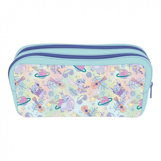 Front - Lilo & Stitch Double Zip Planets Pencil Case