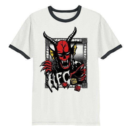 Front - Stranger Things 5 Unisex Adult Hellfire Club Ringer T-Shirt