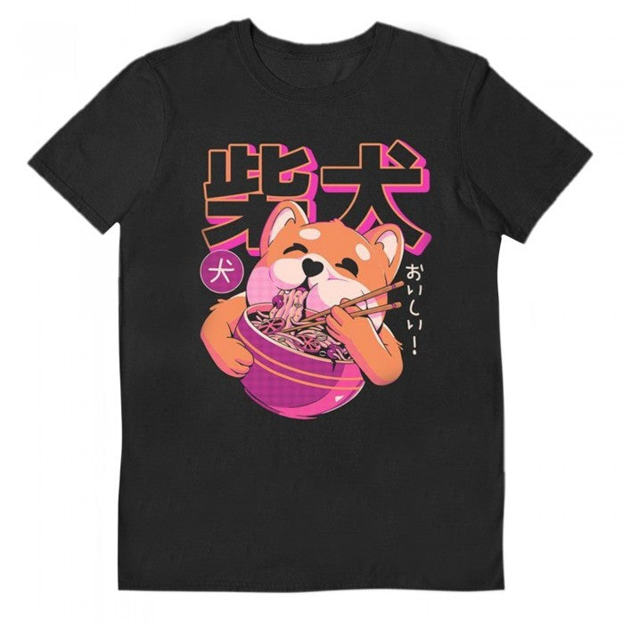 Front - Ilustrata Unisex Adult Shiba Noodles T-Shirt