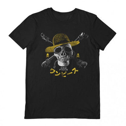 Front - One Piece Unisex Adult Live Action Skull Hat T-Shirt