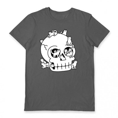 Front - Obinsun Unisex Adult Skull Full Of Cats T-Shirt