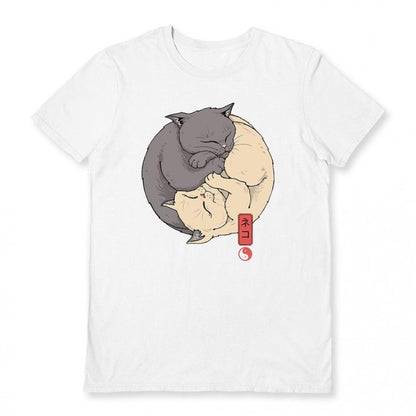 Front - Vincent Trinidad Unisex Adult Yin Yang Cats T-Shirt