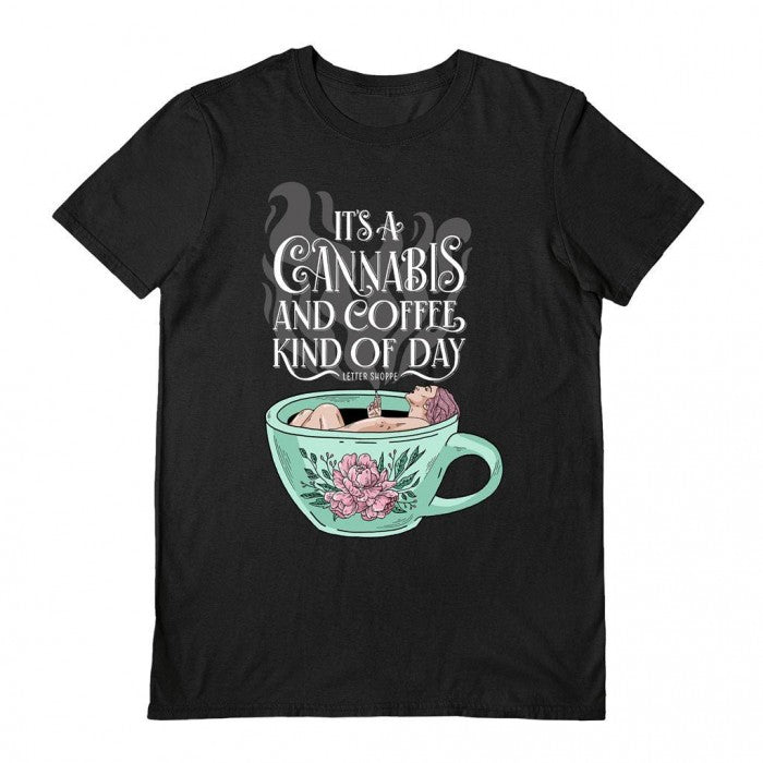 Front - Letter Shoppe Unisex Adult Cannabis & Coffee T-Shirt